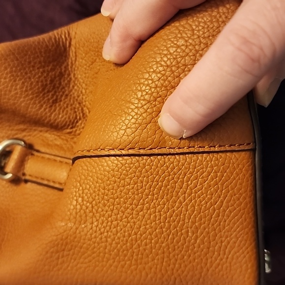 Kate Spade Larchmont Avenue Evangelie Satchel In Warm Cognac Pebbled Leather - Picture 6 of 13